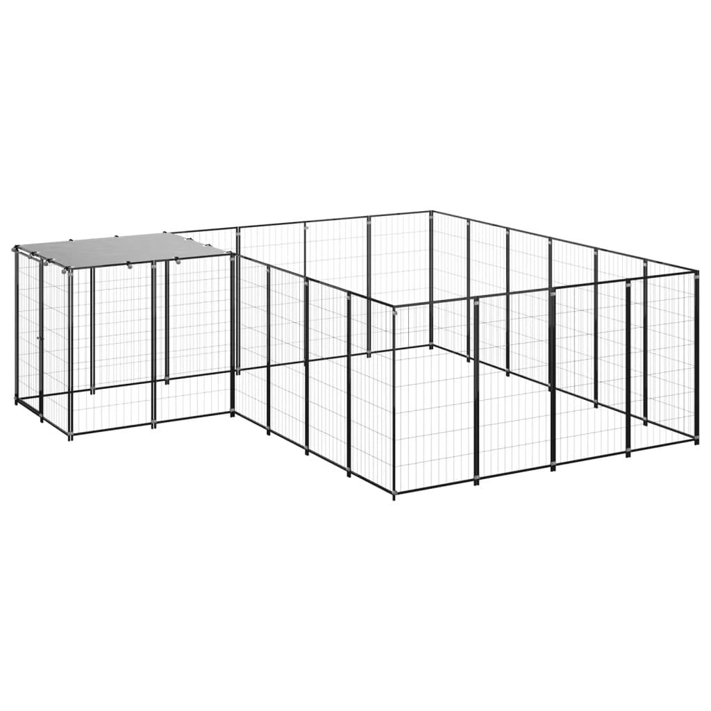 Chenil extérieur cage enclos parc animaux chien 8,47 m² 110 cm acier noir 02_0000559 - Helloshop26