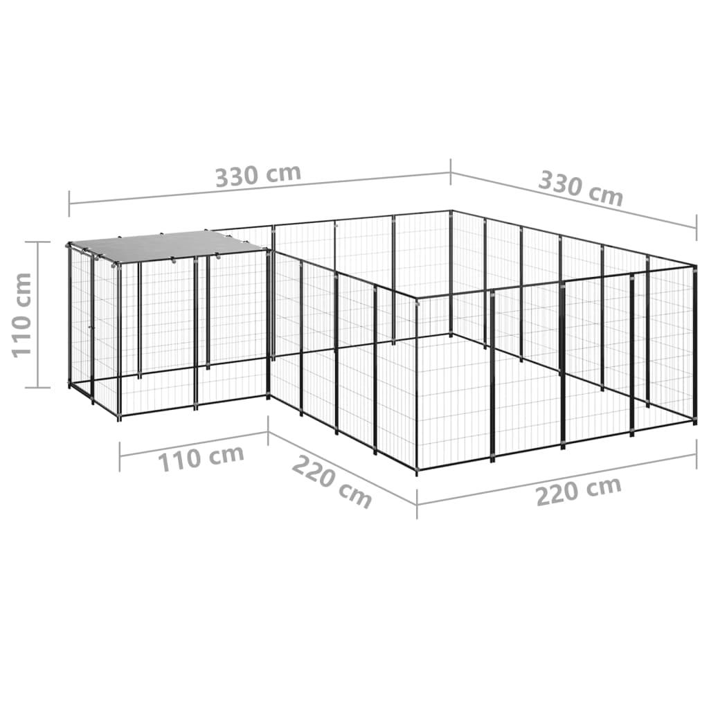 Chenil extérieur cage enclos parc animaux chien 8,47 m² 110 cm acier noir 02_0000559 - Helloshop26