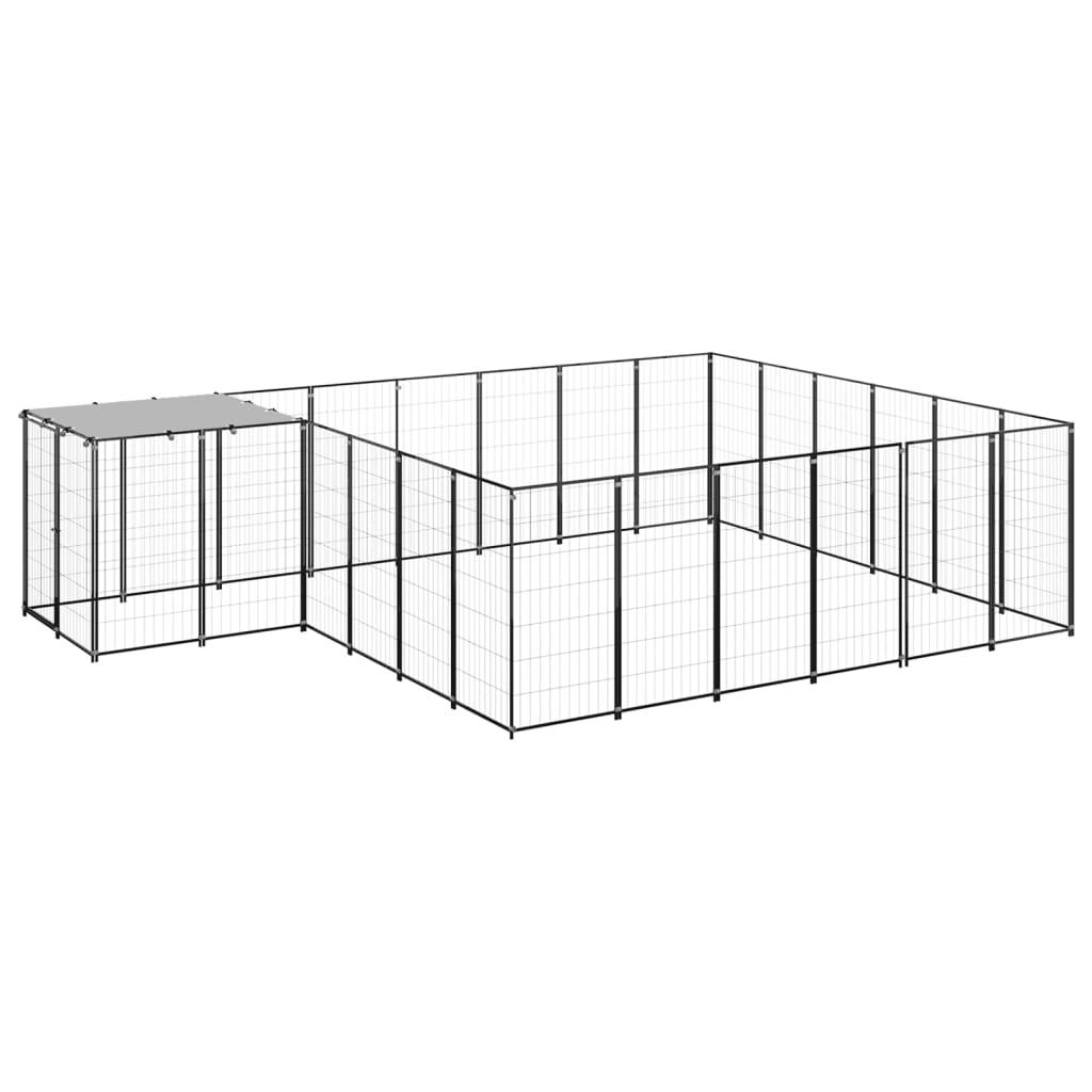 Chenil extérieur cage enclos parc animaux chien 12,1 m² 110 cm acier noir 02_0000493 - Helloshop26