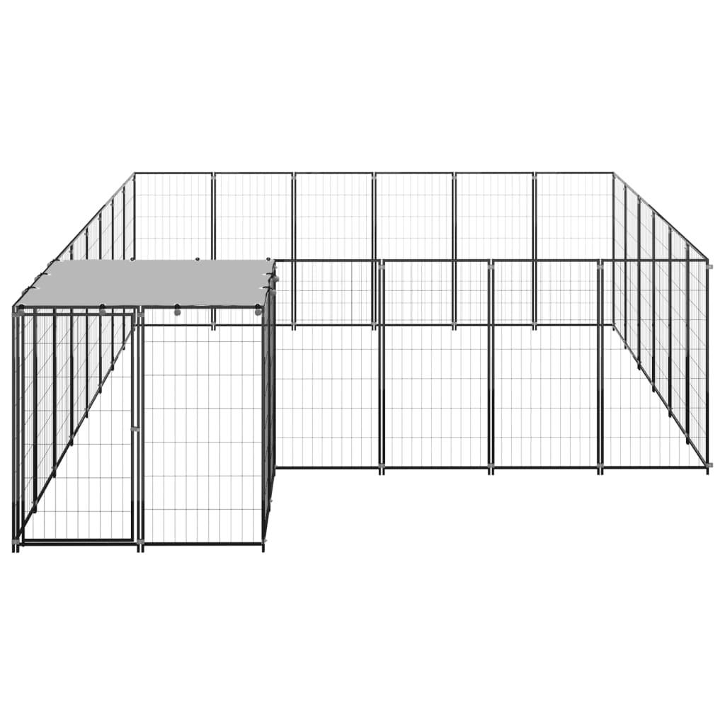 Chenil extérieur cage enclos parc animaux chien 12,1 m² 110 cm acier noir 02_0000493 - Helloshop26