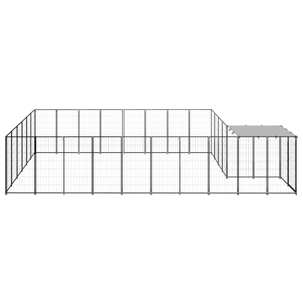 Chenil extérieur cage enclos parc animaux chien 15,73 m² 110 cm acier noir 02_0000497 - Helloshop26