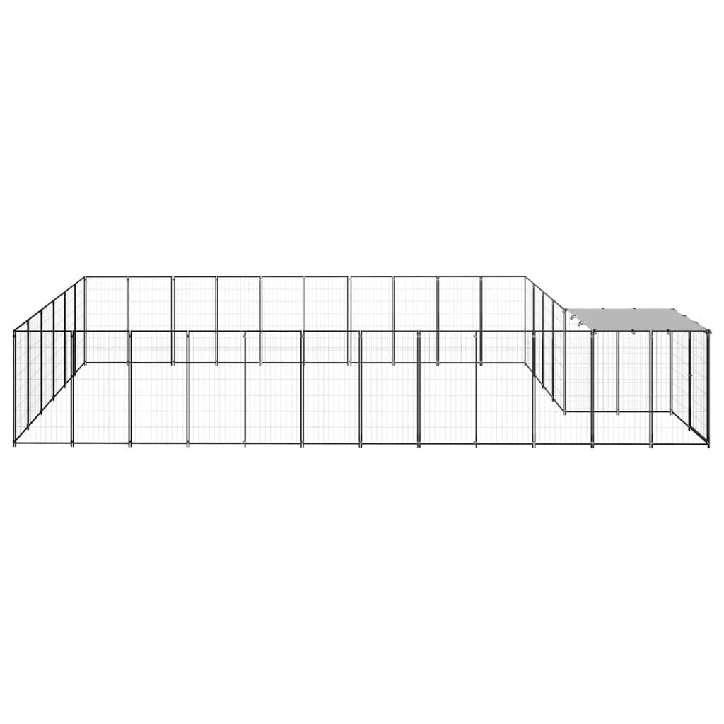 Chenil extérieur cage enclos parc animaux chien 19,36 m² acier noir 02_0000503 - Helloshop26
