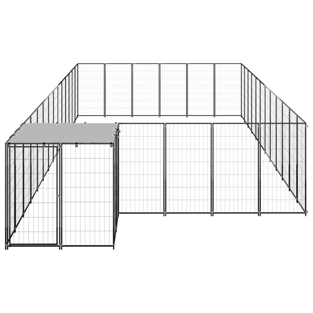 Chenil extérieur cage enclos parc animaux chien 22,99 m² acier noir 02_0000510 - Helloshop26