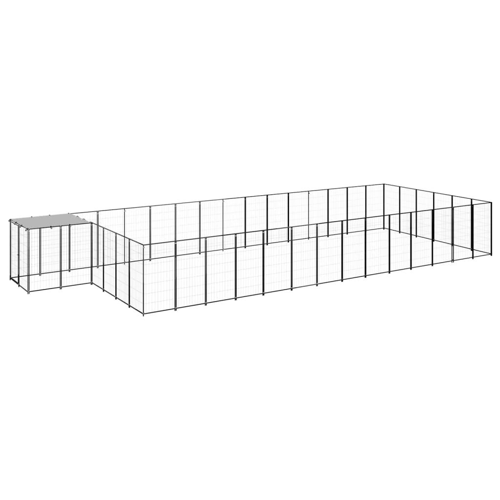 Chenil extérieur cage enclos parc animaux chien 26,62 m² 110 cm acier noir 02_0000516 - Helloshop26