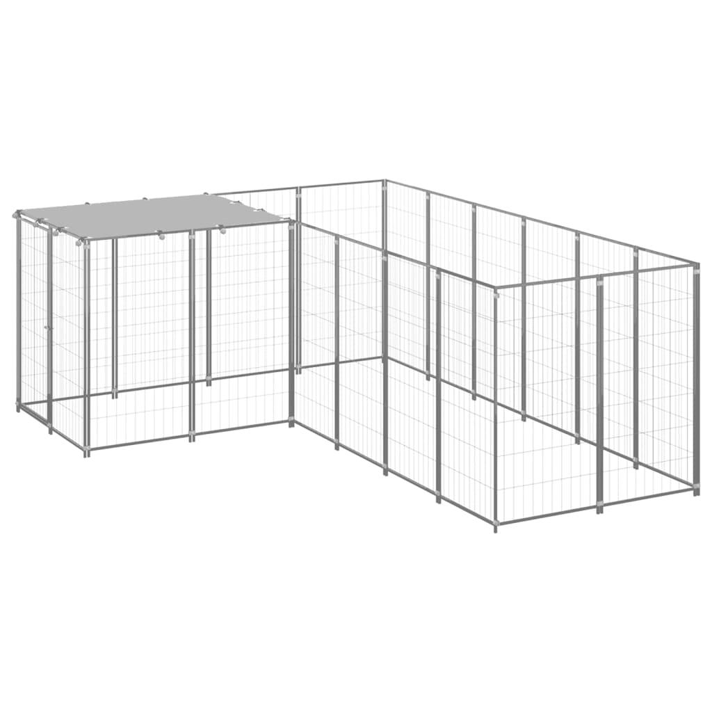 Chenil extérieur cage enclos parc animaux chien argenté 4,84 m² acier 02_0000278 - Helloshop26