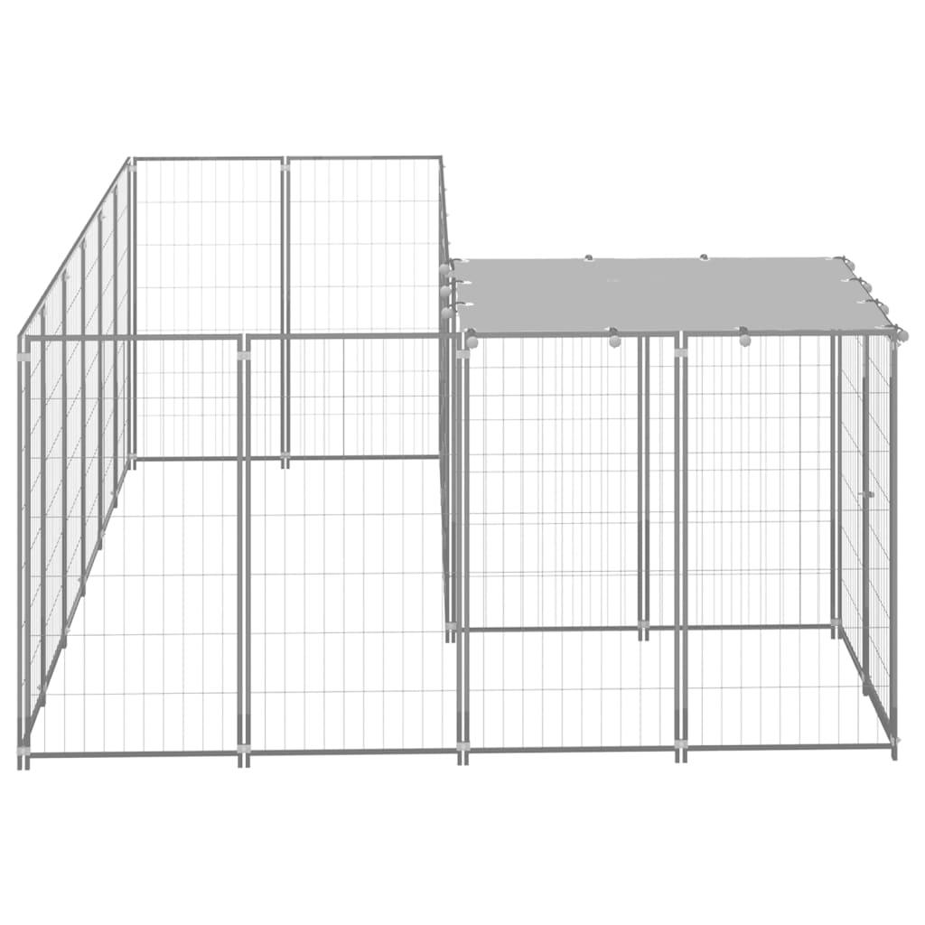 Chenil extérieur cage enclos parc animaux chien argenté 4,84 m² acier 02_0000278 - Helloshop26