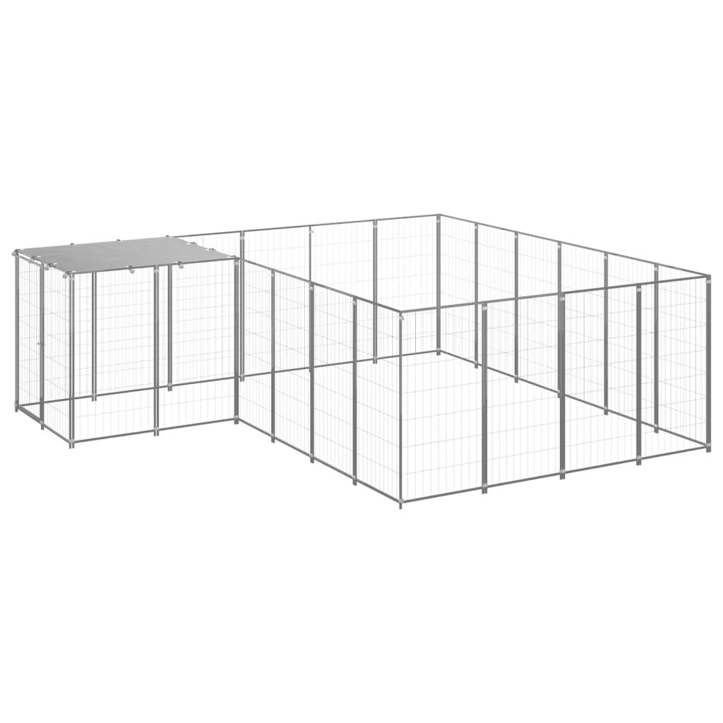 Chenil extérieur cage enclos parc animaux chien argenté 8,47 m² acier 02_0000304 - Helloshop26