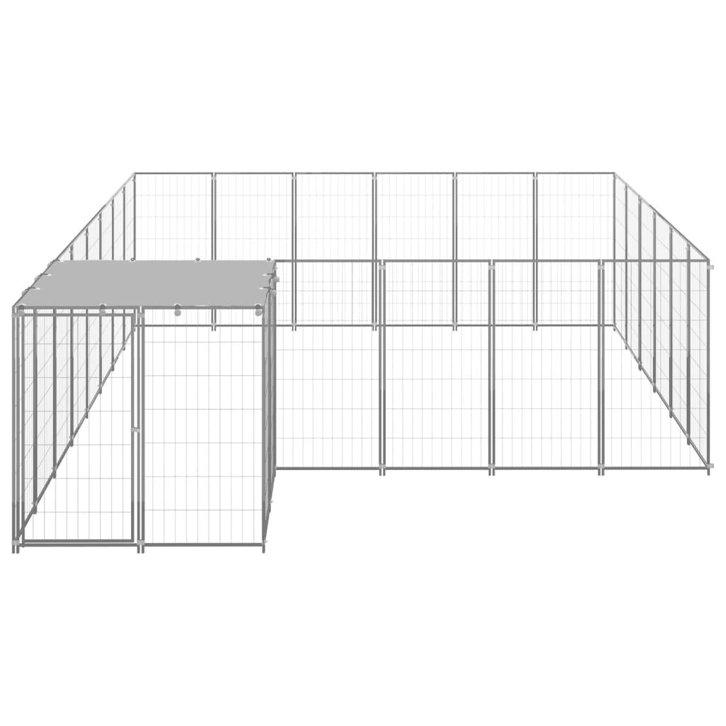 Chenil extérieur cage enclos parc animaux chien argenté 12,1 m² acier 02_0000237 - Helloshop26