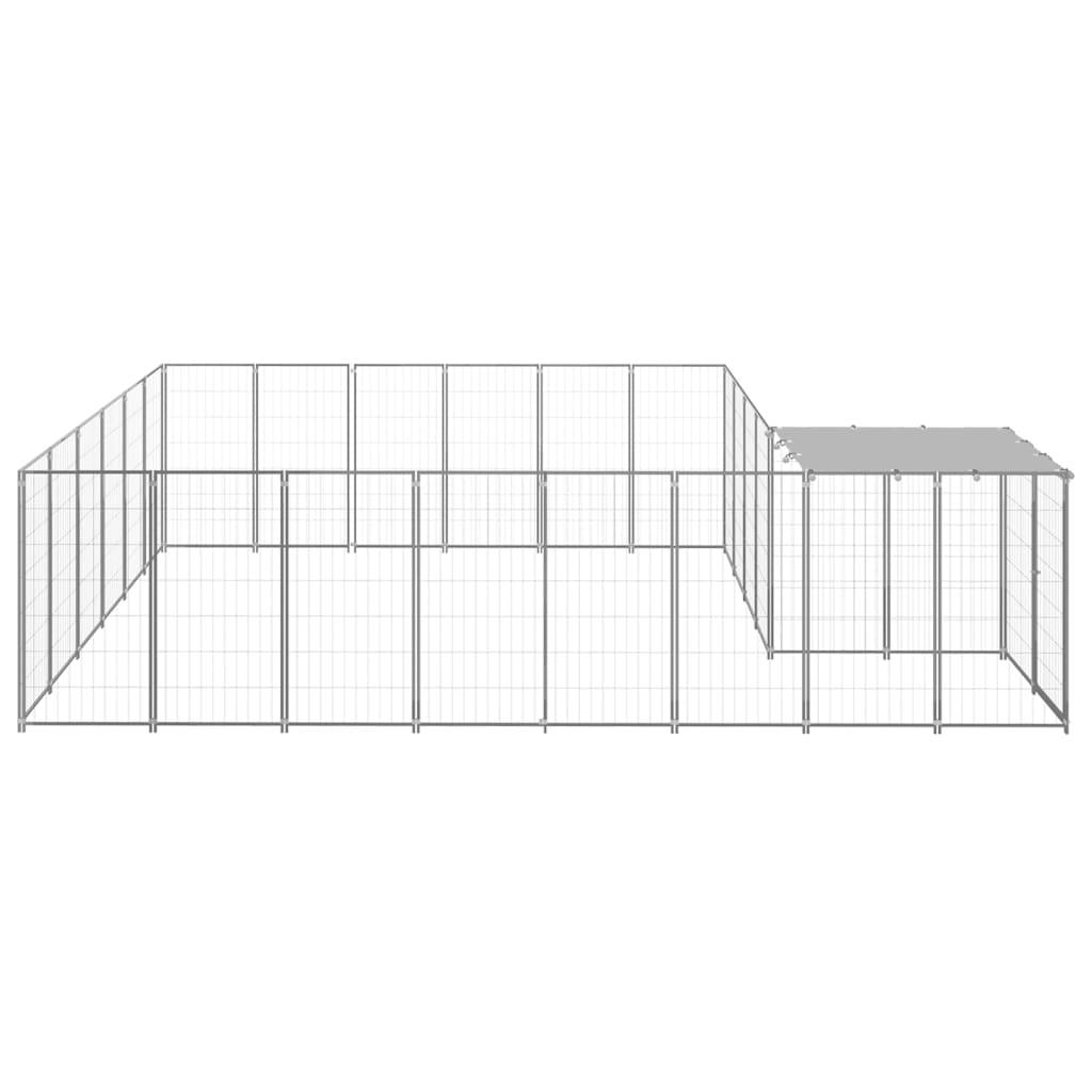 Chenil extérieur cage enclos parc animaux chien argenté 12,1 m² acier 02_0000237 - Helloshop26
