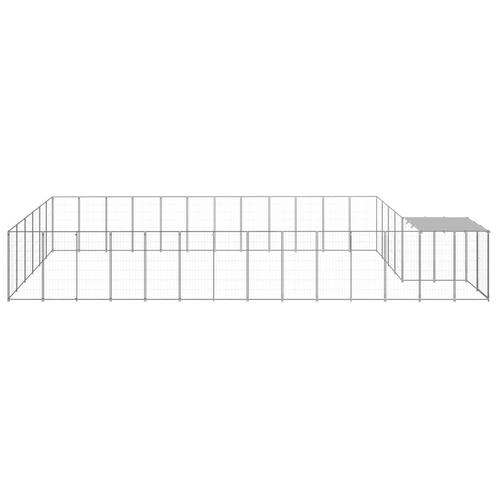 Chenil extérieur cage enclos parc animaux chien argenté 22,99 m² acier 02_0000255 - Helloshop26