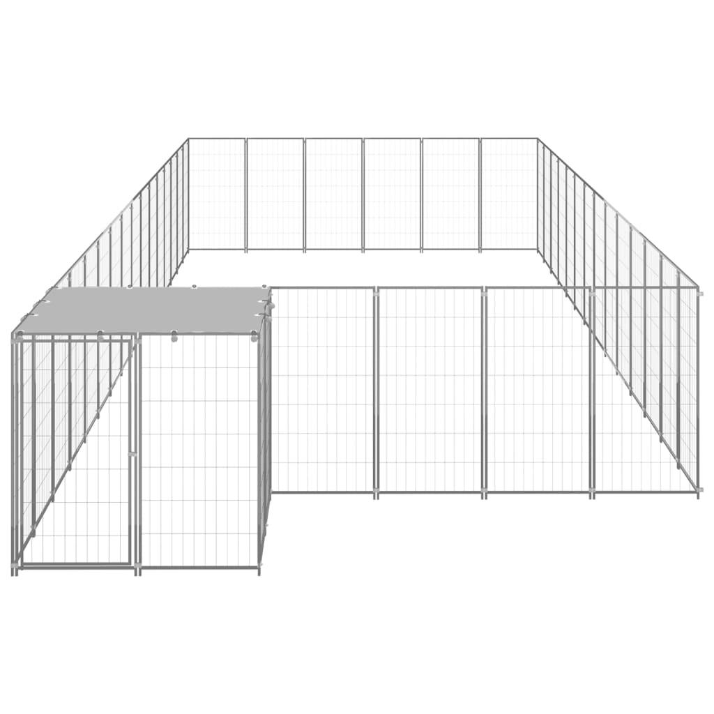 Chenil extérieur cage enclos parc animaux chien argenté 26,62 m² acier 02_0000261 - Helloshop26