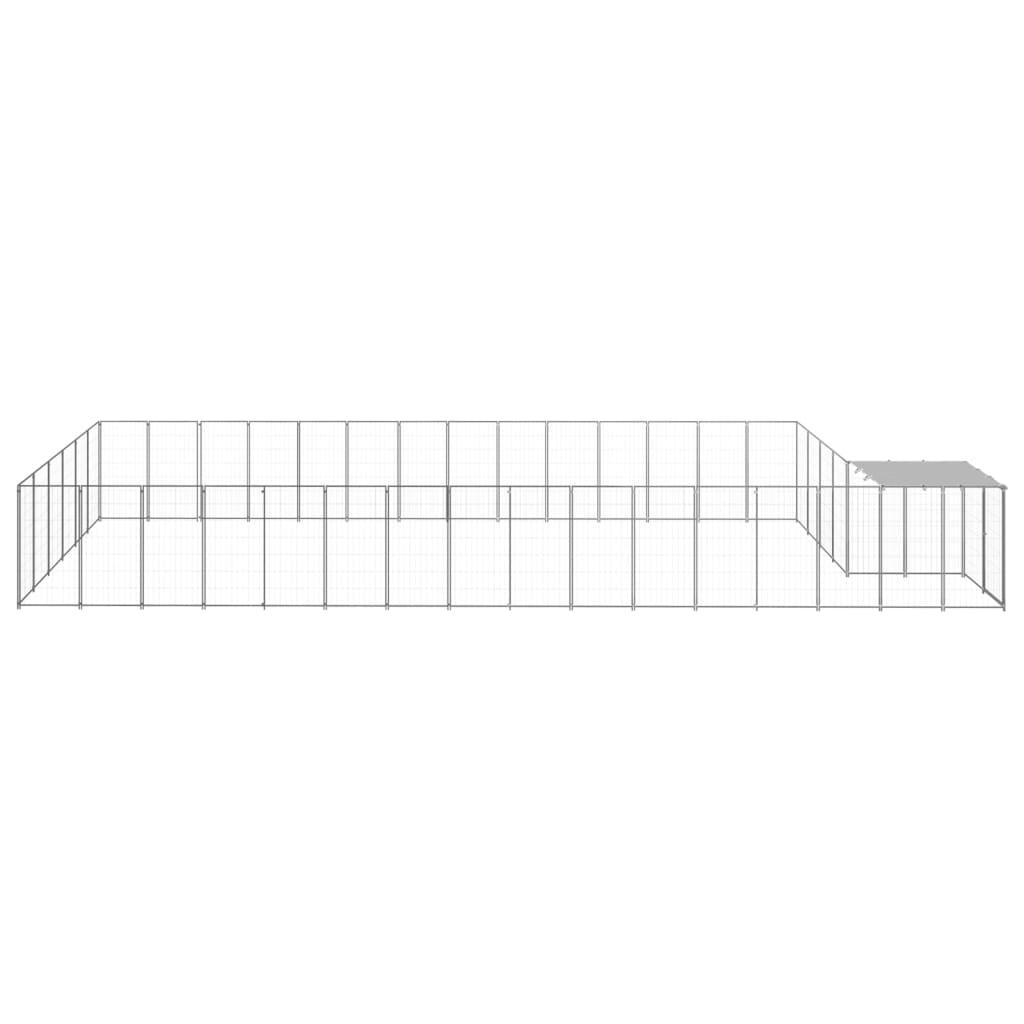 Chenil extérieur cage enclos parc animaux chien argenté 26,62 m² acier 02_0000261 - Helloshop26
