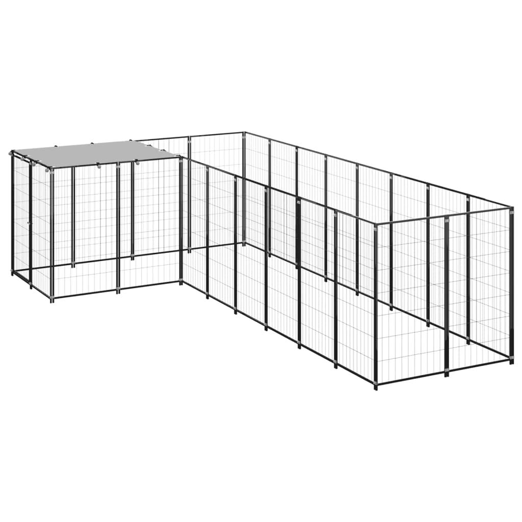 Chenil extérieur cage enclos parc animaux chien 6,05 m² 110 cm acier noir 02_0000548 - Helloshop26