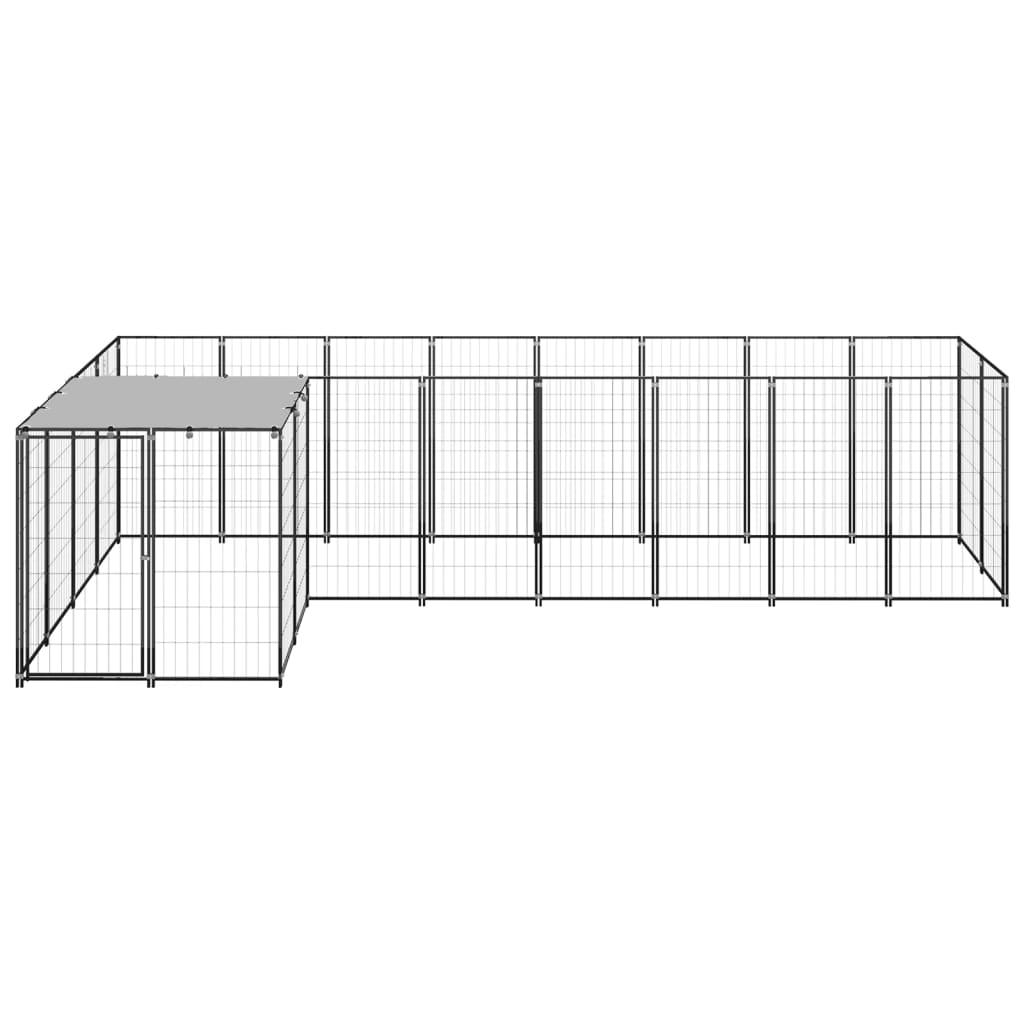 Chenil extérieur cage enclos parc animaux chien 6,05 m² 110 cm acier noir 02_0000548 - Helloshop26
