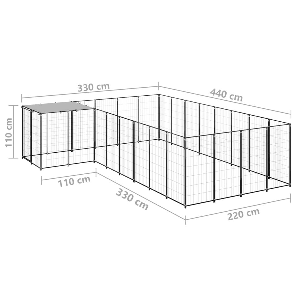 Chenil extérieur cage enclos parc animaux chien 10,89 m² acier noir 02_0000487 - Helloshop26