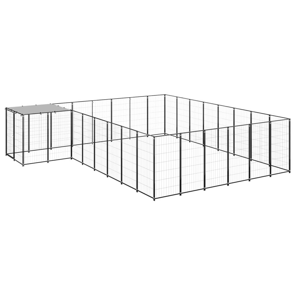 Chenil extérieur cage enclos parc animaux chien 15,73 m² 110 cm acier noir 02_0000498 - Helloshop26