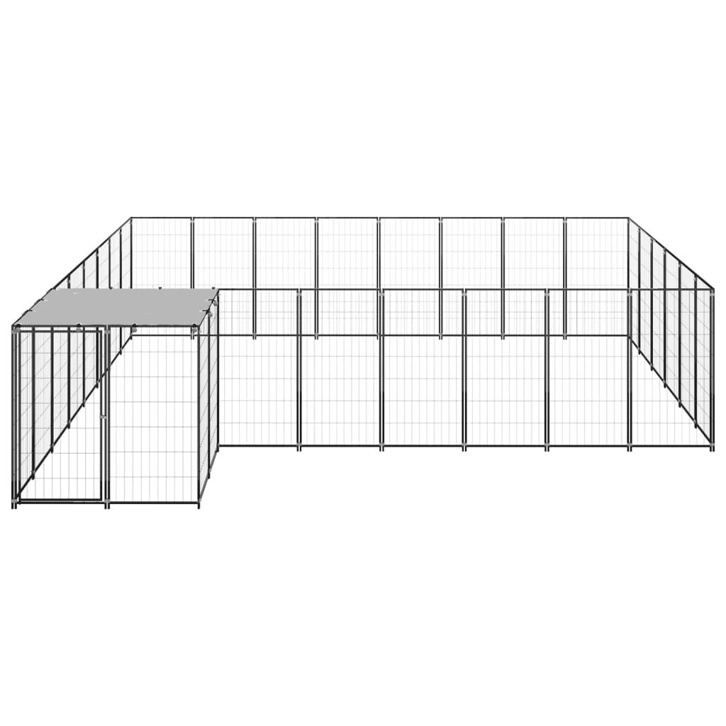 Chenil extérieur cage enclos parc animaux chien 15,73 m² 110 cm acier noir 02_0000498 - Helloshop26