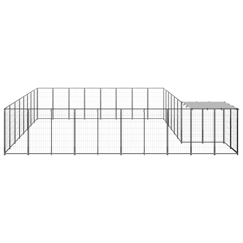 Chenil extérieur cage enclos parc animaux chien 20,57 m² acier noir 02_0000507 - Helloshop26