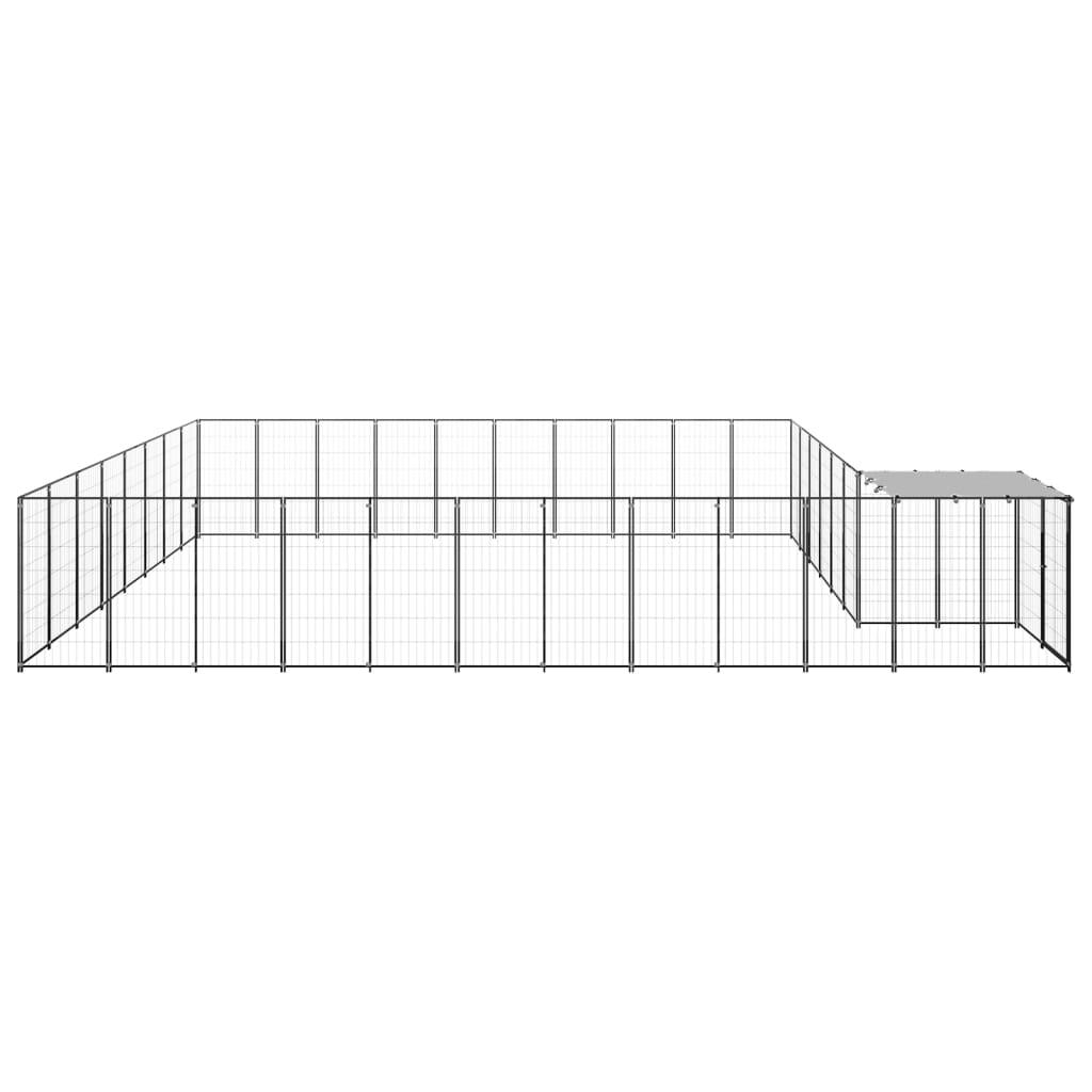 Chenil extérieur cage enclos parc animaux chien 25,41 m² acier noir 02_0000514 - Helloshop26
