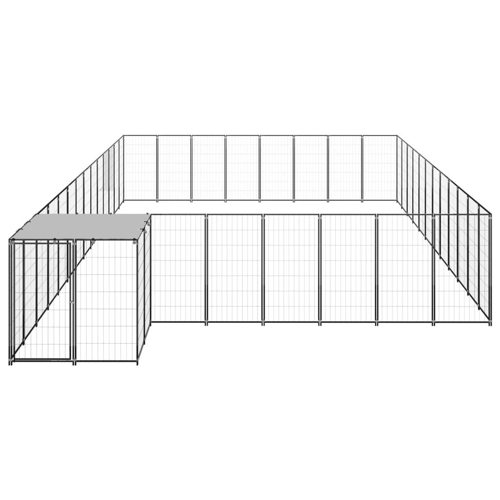 Chenil extérieur cage enclos parc animaux chien 30,25 m² 110 cm acier noir 02_0000522 - Helloshop26