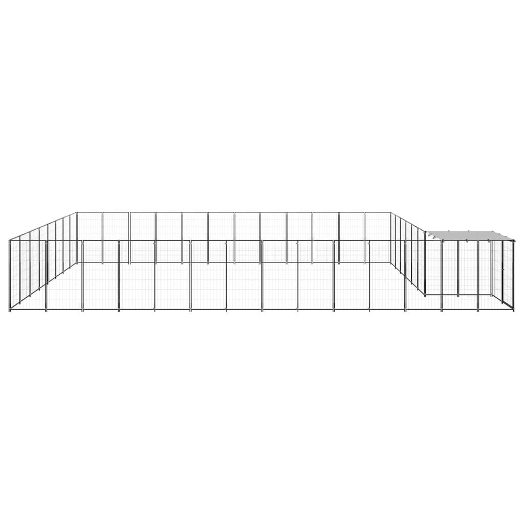 Chenil extérieur cage enclos parc animaux chien 30,25 m² 110 cm acier noir 02_0000522 - Helloshop26