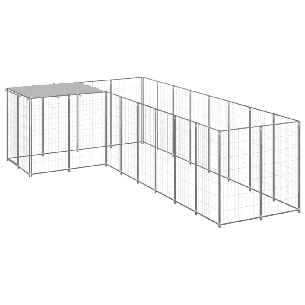 Chenil extérieur cage enclos parc animaux chien argenté 6,05 m² acier 02_0000293 - Helloshop26
