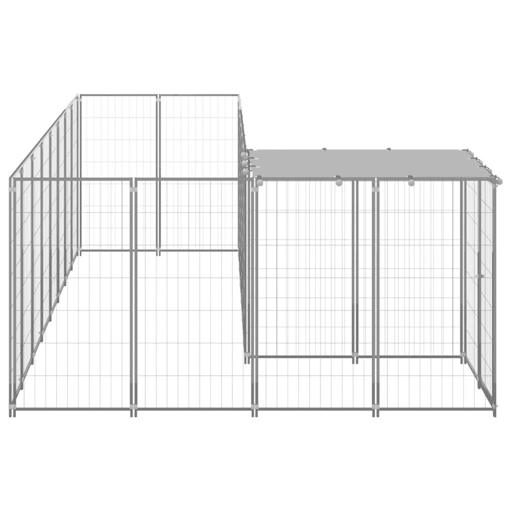 Chenil extérieur cage enclos parc animaux chien argenté 6,05 m² acier 02_0000293 - Helloshop26