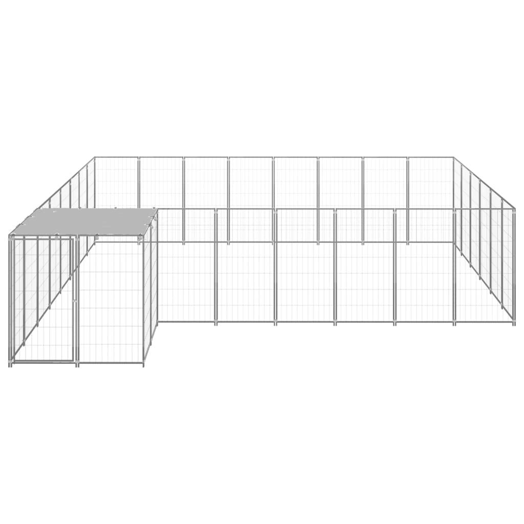 Chenil extérieur cage enclos parc animaux chien argenté 15,73 m² acier 02_0000242 - Helloshop26