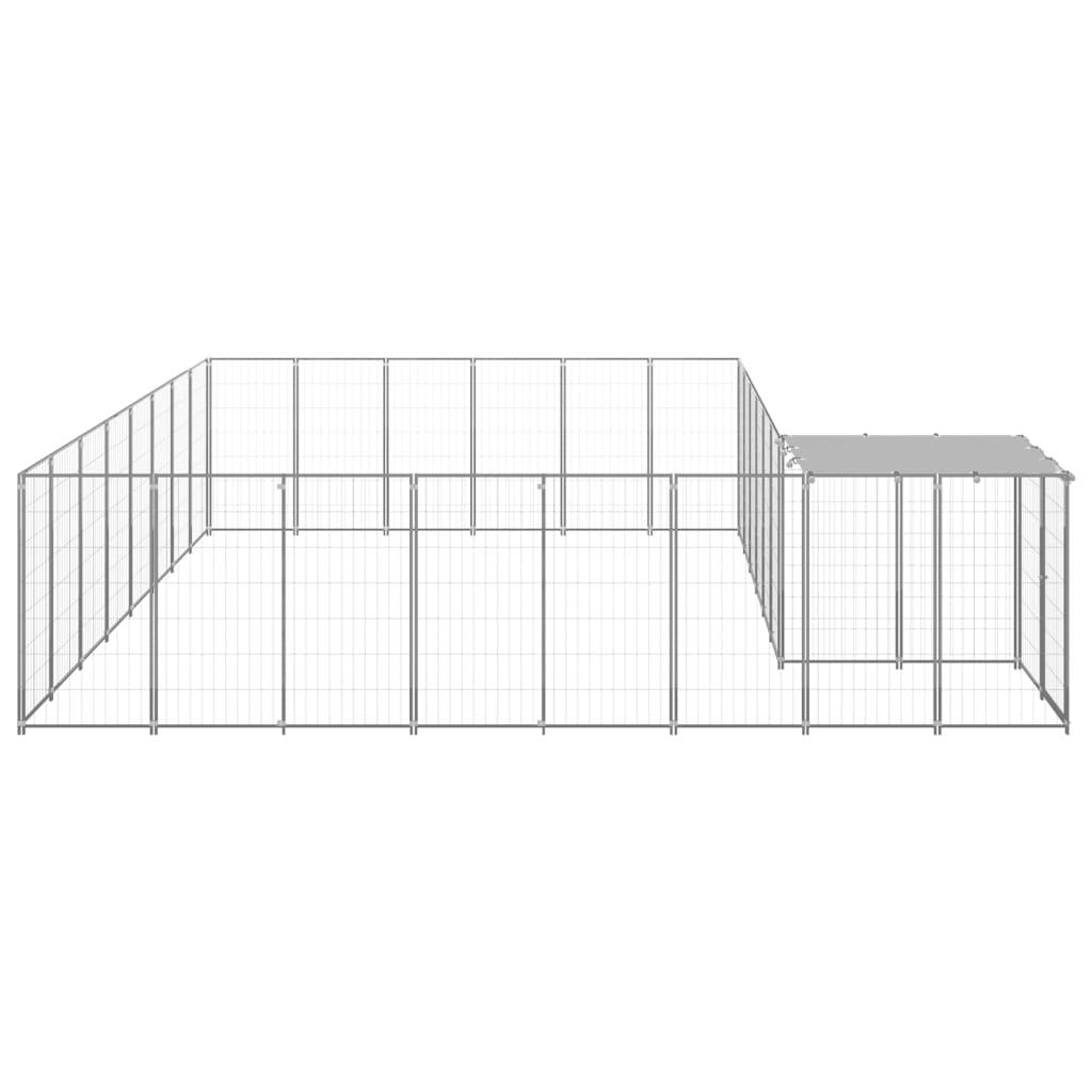 Chenil extérieur cage enclos parc animaux chien argenté 15,73 m² acier 02_0000242 - Helloshop26