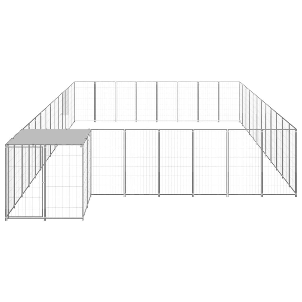 Chenil extérieur cage enclos parc animaux chien argenté 30,25 m² acier 02_0000267 - Helloshop26