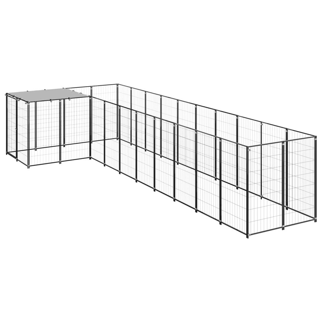 Chenil extérieur cage enclos parc animaux chien 7,26 m² acier noir 02_0000553 - Helloshop26