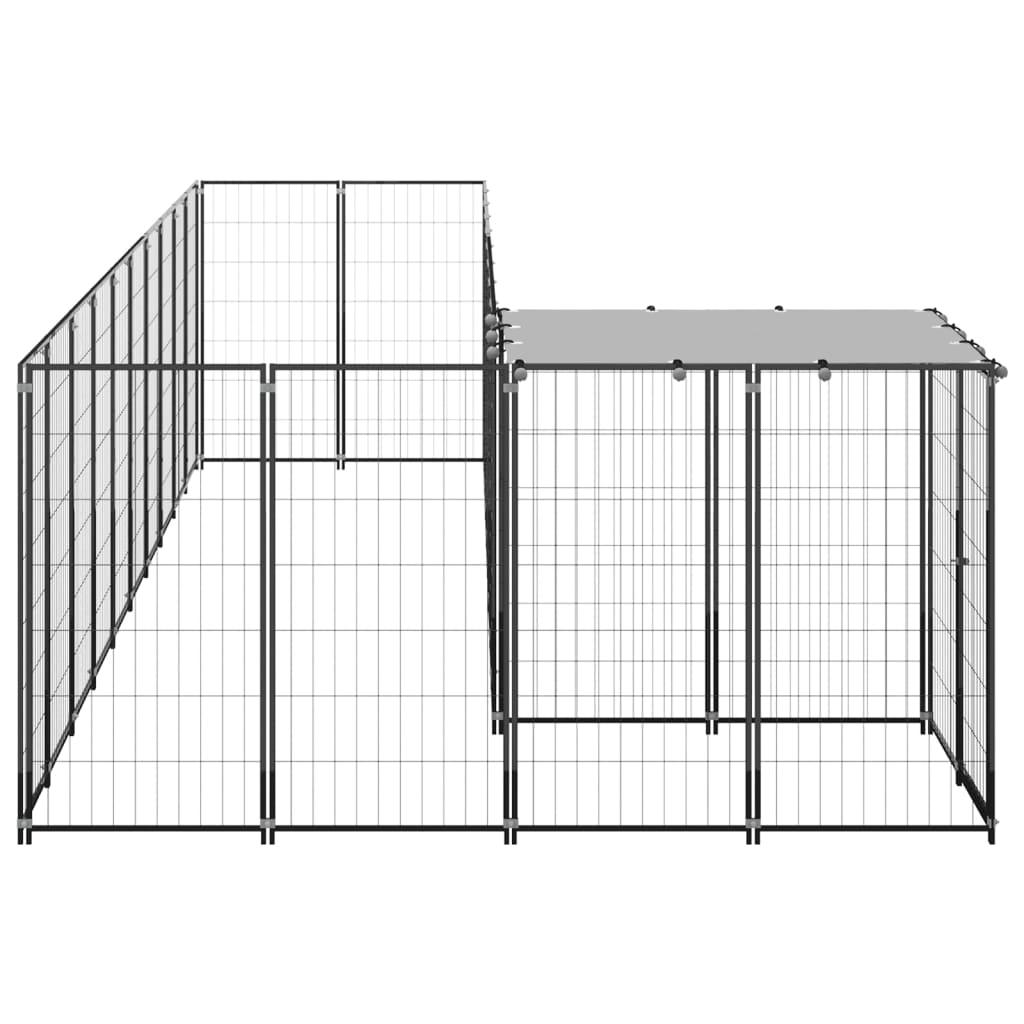 Chenil extérieur cage enclos parc animaux chien 7,26 m² acier noir 02_0000553 - Helloshop26