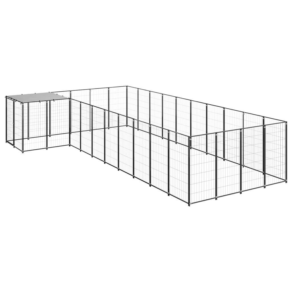 Chenil extérieur cage enclos parc animaux chien 13,31 m² 110 cm acier noir 02_0000494 - Helloshop26