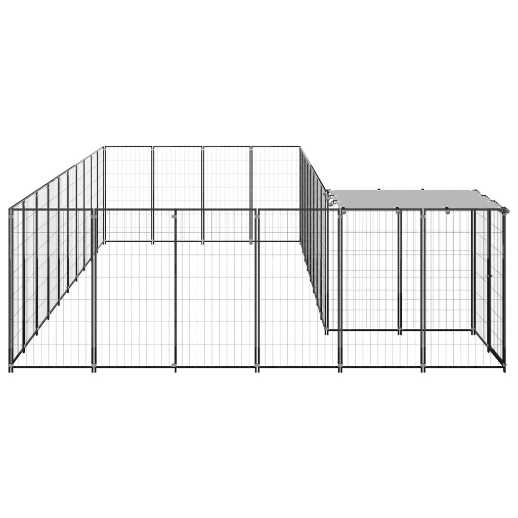 Chenil extérieur cage enclos parc animaux chien 13,31 m² 110 cm acier noir 02_0000494 - Helloshop26