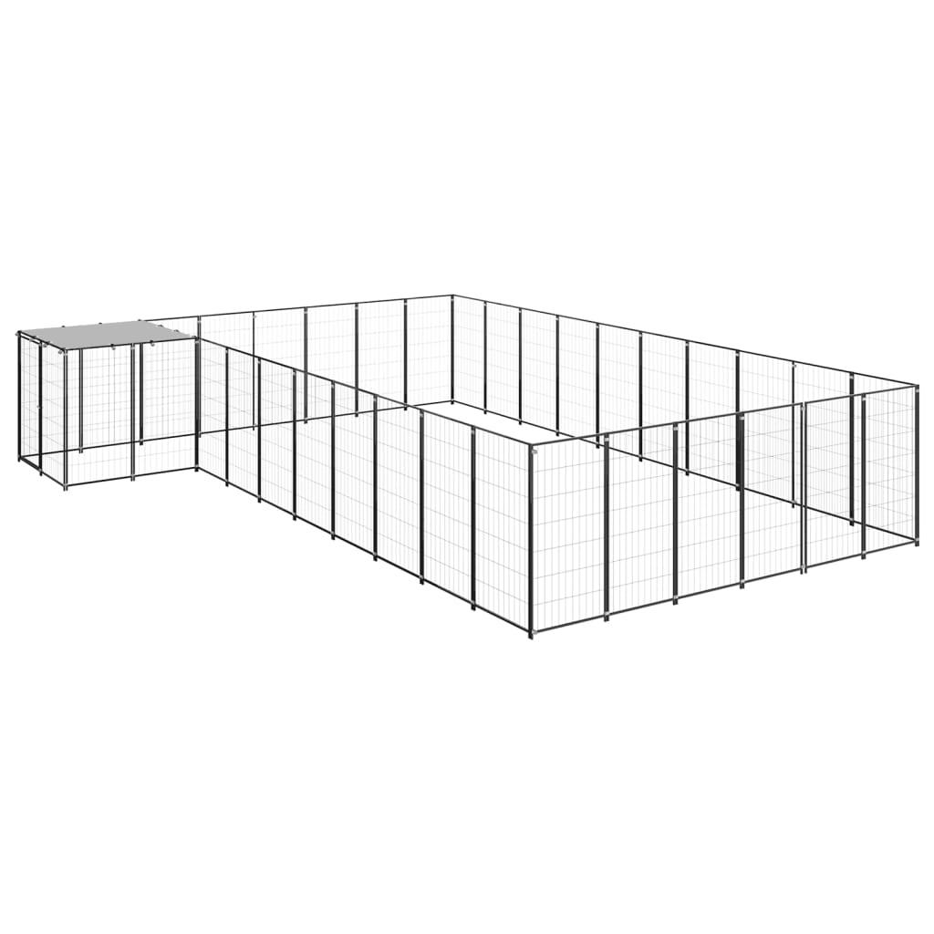 Chenil extérieur cage enclos parc animaux chien 19,36 m² acier noir 02_0000504 - Helloshop26