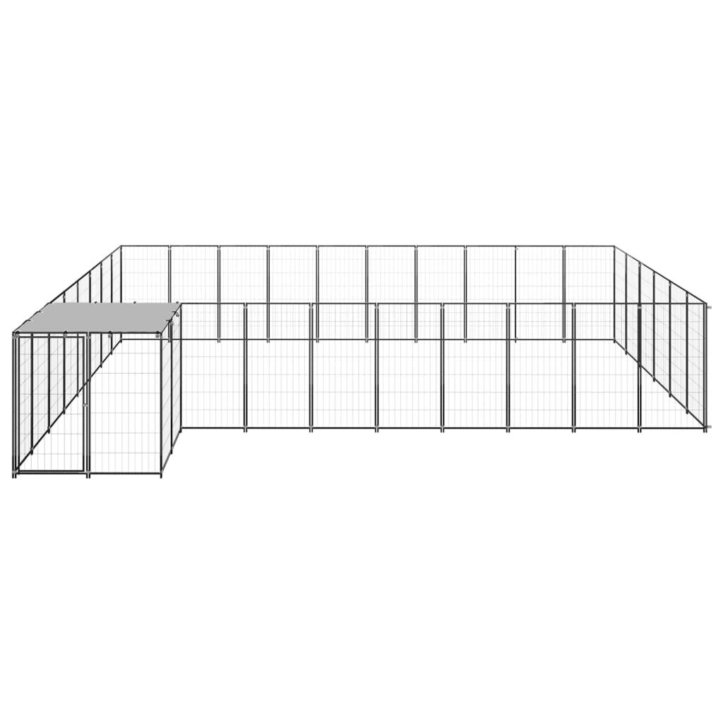 Chenil extérieur cage enclos parc animaux chien 19,36 m² acier noir 02_0000504 - Helloshop26