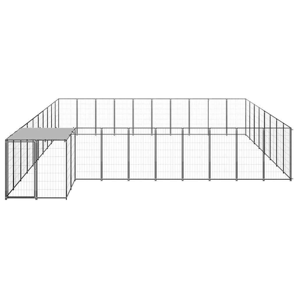 Chenil extérieur cage enclos parc animaux chien 25,41 m² acier noir 02_0000515 - Helloshop26