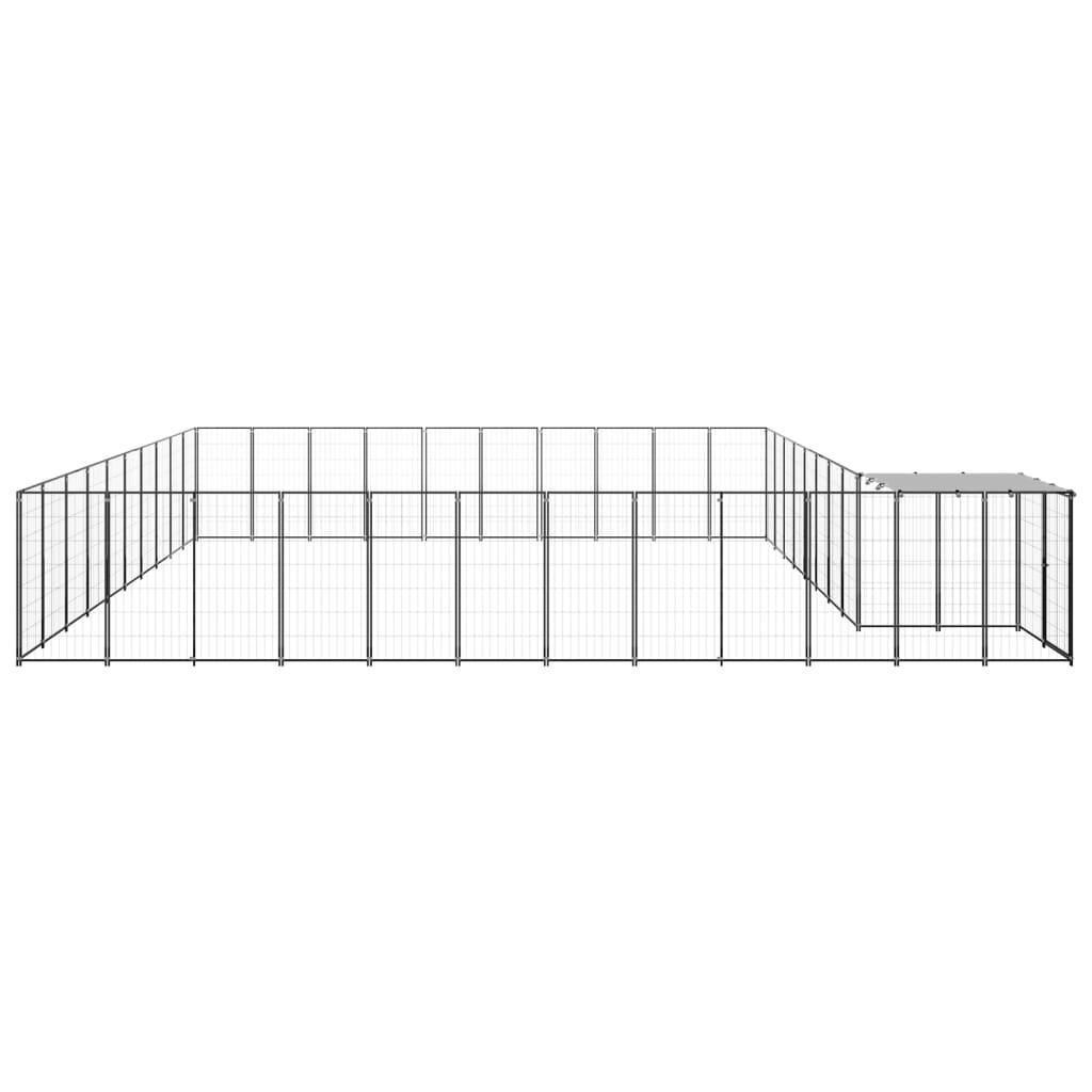 Chenil extérieur cage enclos parc animaux chien 31,46 m² acier noir 02_0000523 - Helloshop26