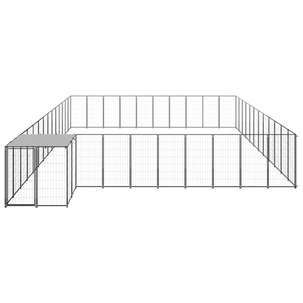 Chenil extérieur cage enclos parc animaux chien 37,51 m² acier noir 02_0000529 - Helloshop26