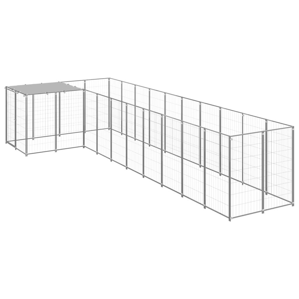 Chenil extérieur cage enclos parc animaux chien argenté 7,26 m² acier 02_0000298 - Helloshop26