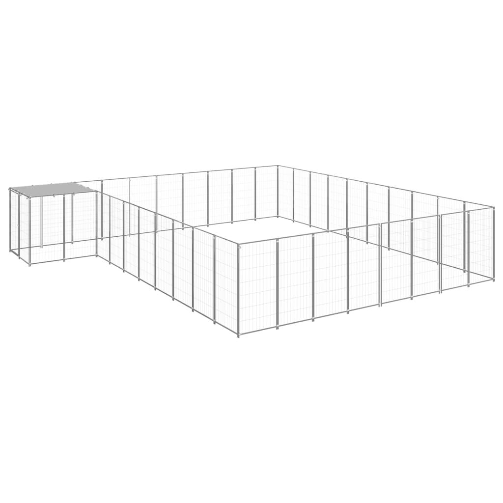 Chenil extérieur cage enclos parc animaux chien argenté 25,41 m² acier 02_0000260 - Helloshop26