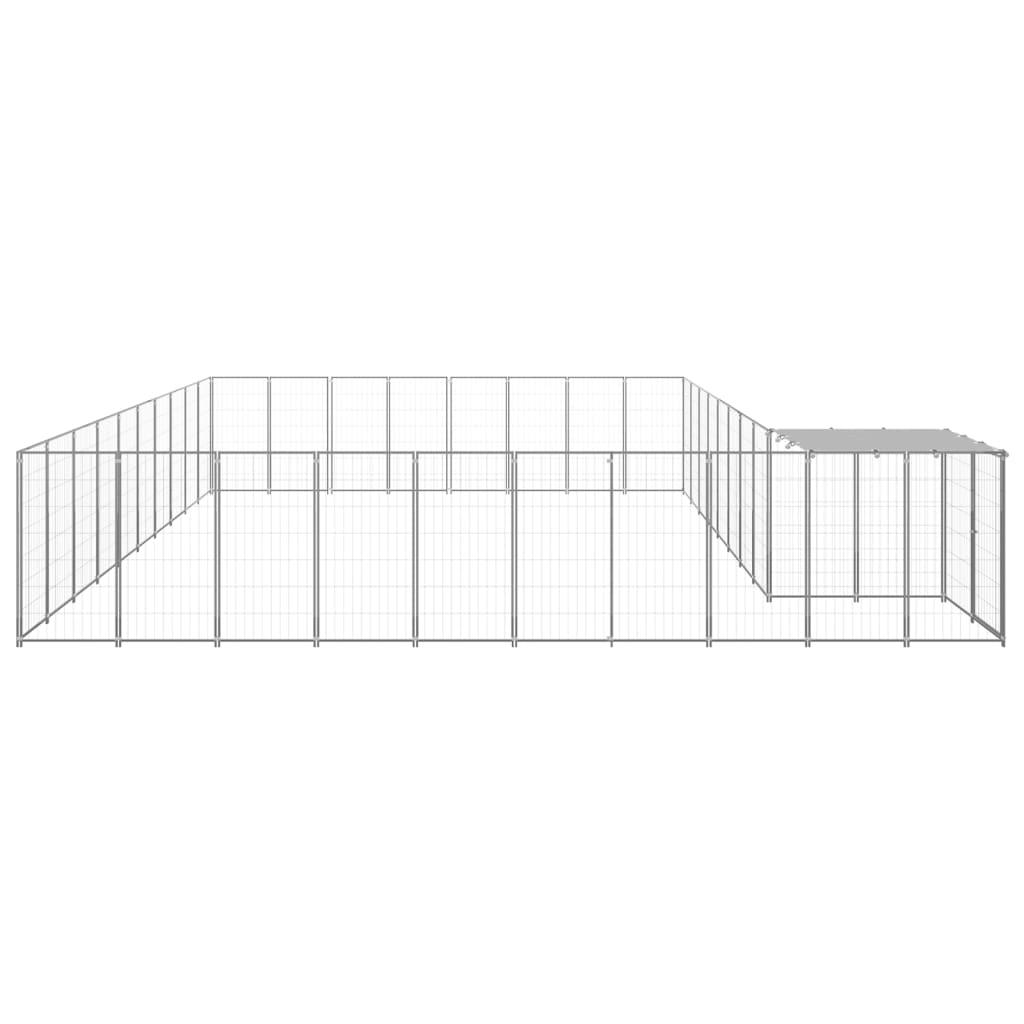 Chenil extérieur cage enclos parc animaux chien argenté 25,41 m² acier 02_0000260 - Helloshop26