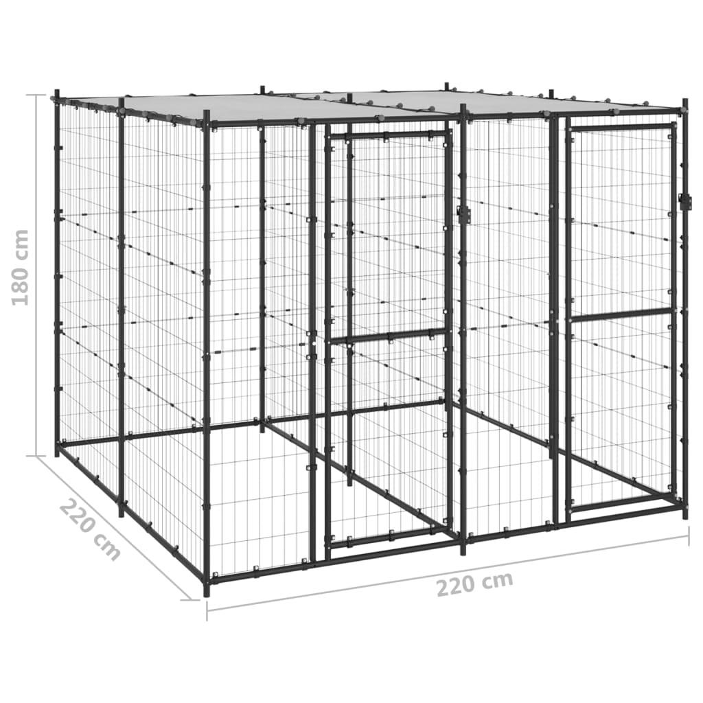 Chenil extérieur cage enclos parc animaux chien extérieur acier avec toit 4,84 m² 02_0000401 - Helloshop26