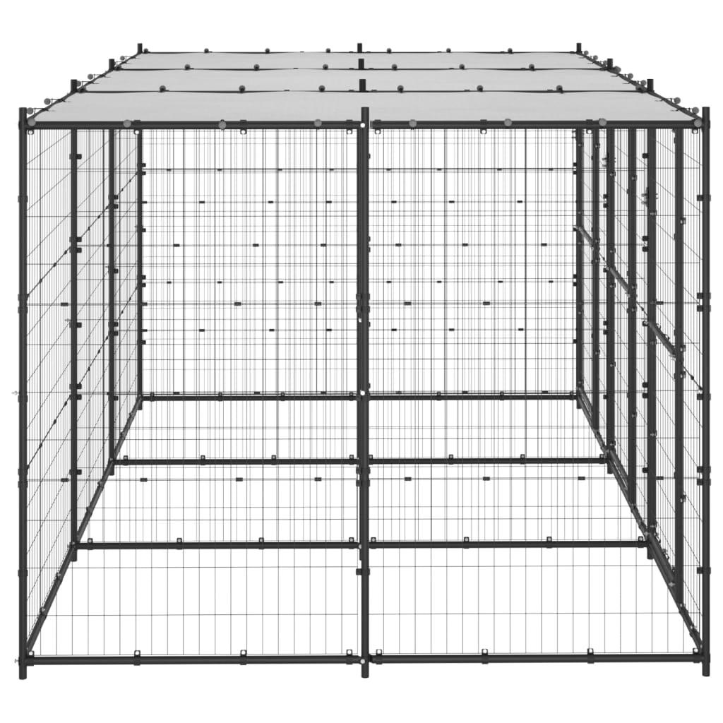 Chenil extérieur cage enclos parc animaux chien extérieur acier avec toit 7,26 m² 02_0000402 - Helloshop26