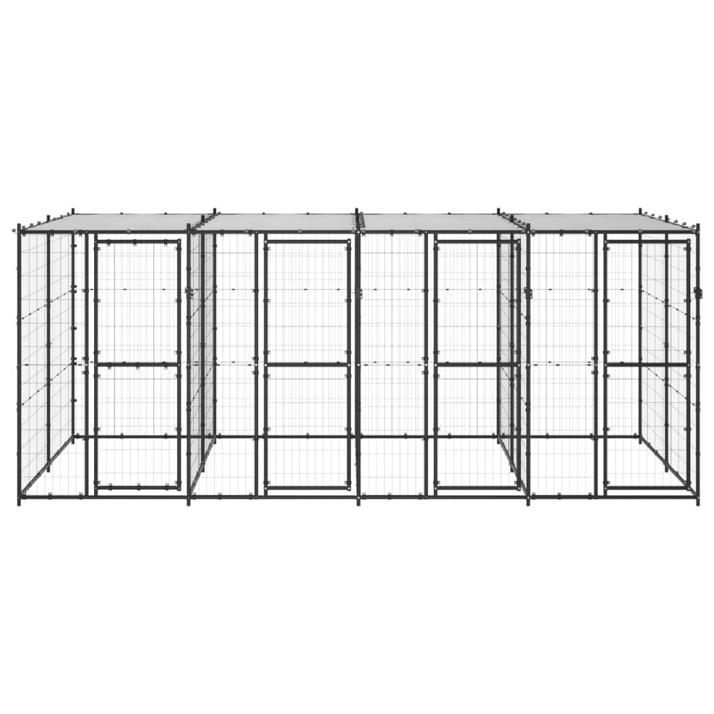 Chenil extérieur cage enclos parc animaux chien extérieur acier avec toit 9,68 m² 02_0000404 - Helloshop26