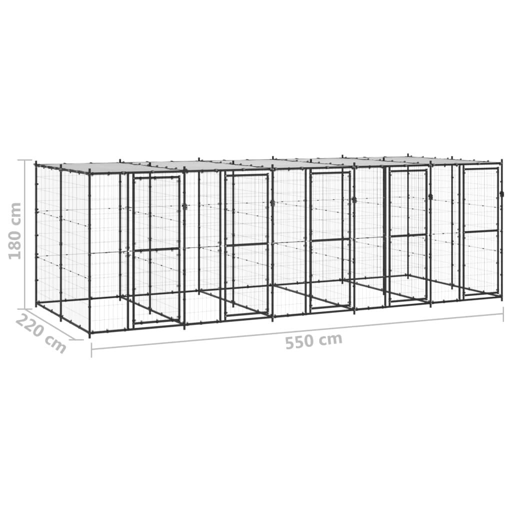 Chenil extérieur cage enclos parc animaux chien extérieur acier avec toit 12,1 m² 02_0000389 - Helloshop26