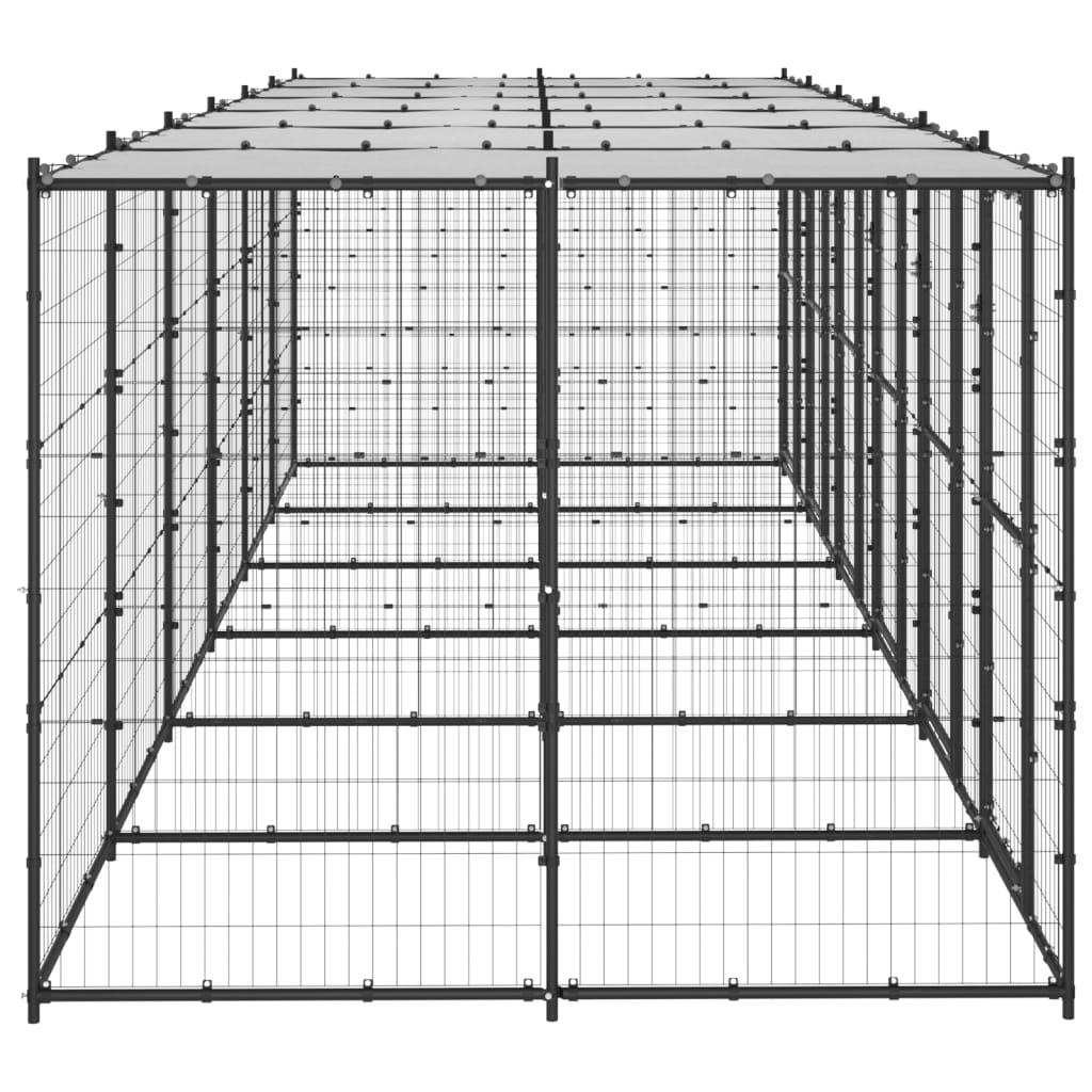 Chenil extérieur cage enclos parc animaux chien extérieur acier avec toit 14,52 m² 02_0000391 - Helloshop26