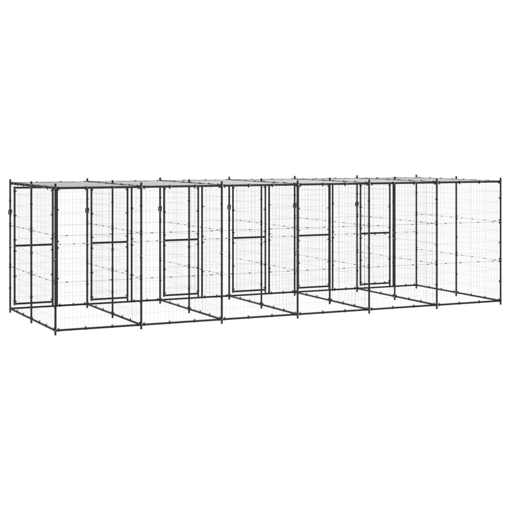 Chenil extérieur cage enclos parc animaux chien extérieur acier avec toit 14,52 m² 02_0000391 - Helloshop26