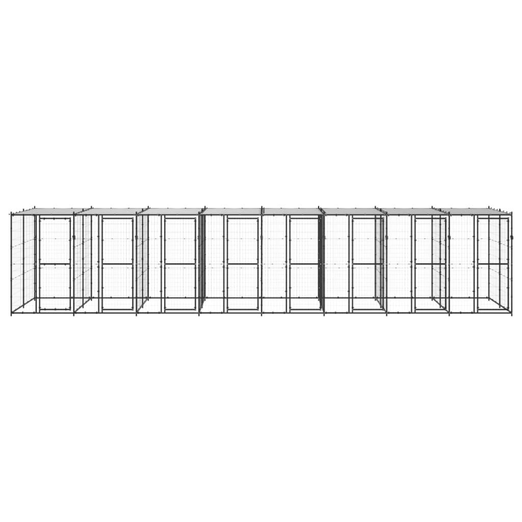 Chenil extérieur cage enclos parc animaux chien extérieur acier avec toit 19,36 m² 02_0000394 - Helloshop26