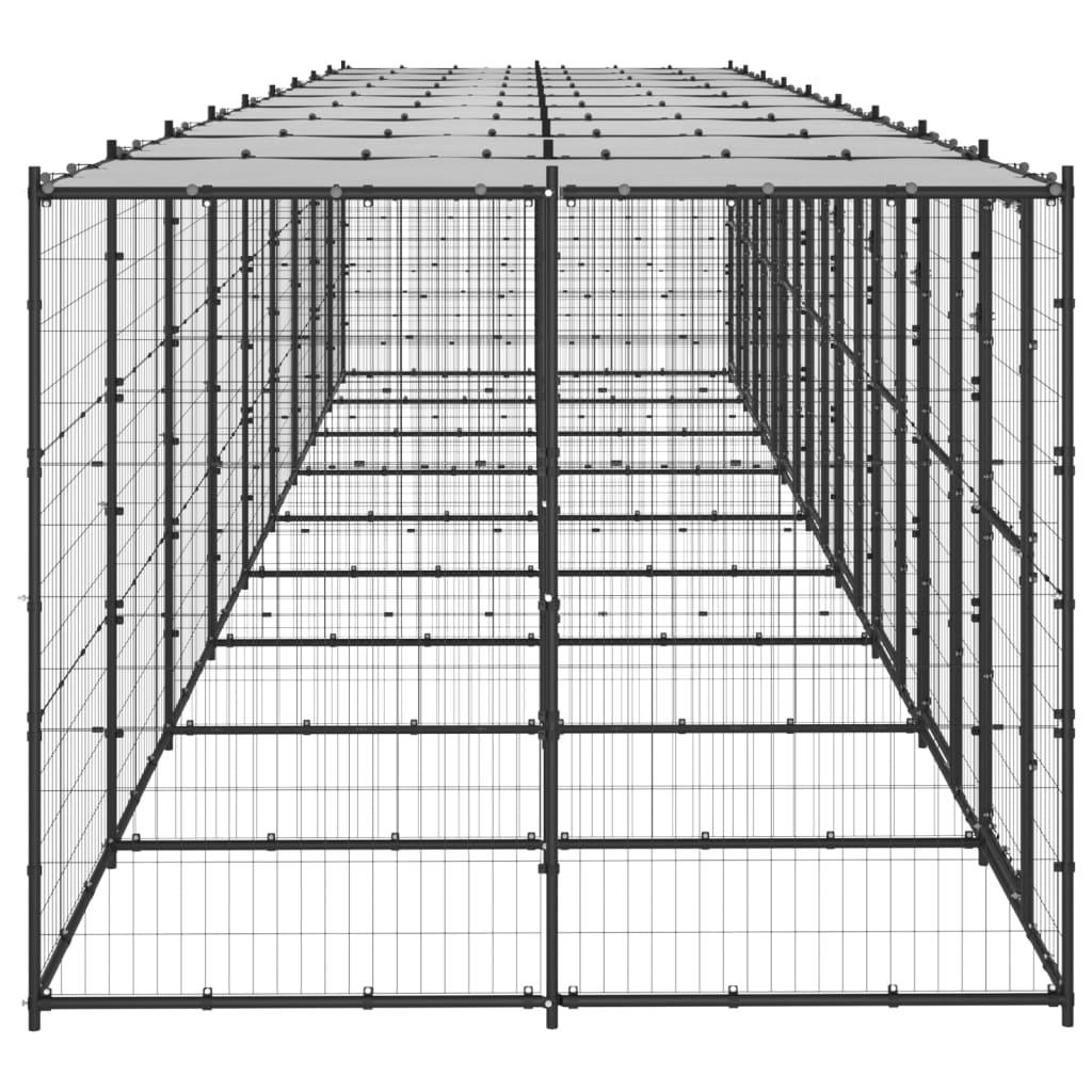 Chenil extérieur cage enclos parc animaux chien extérieur acier avec toit 21,78 m² 02_0000395 - Helloshop26